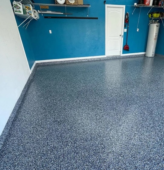 garage floor with new epoxy flooring