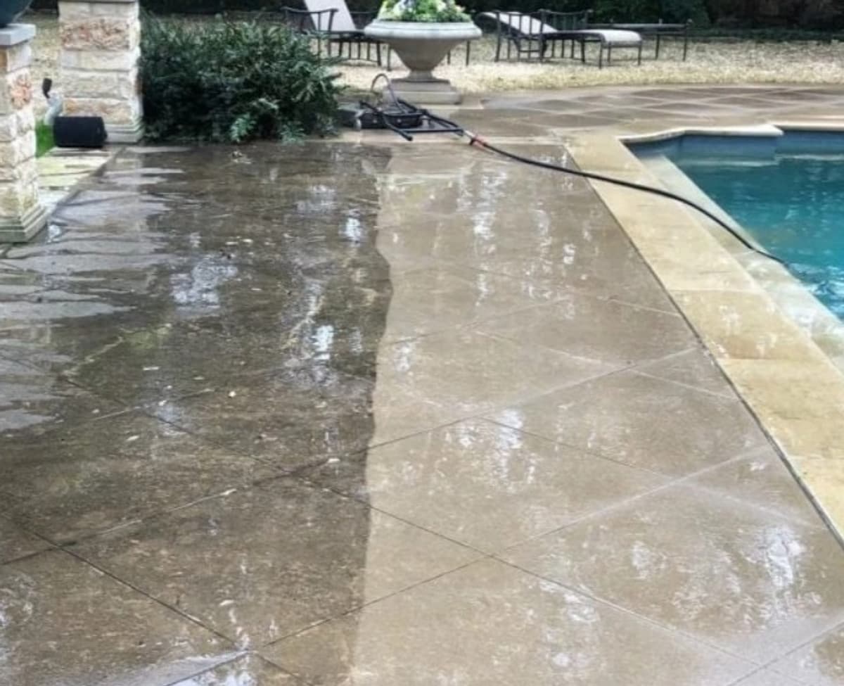 open garage with newly installed epoxy flooring